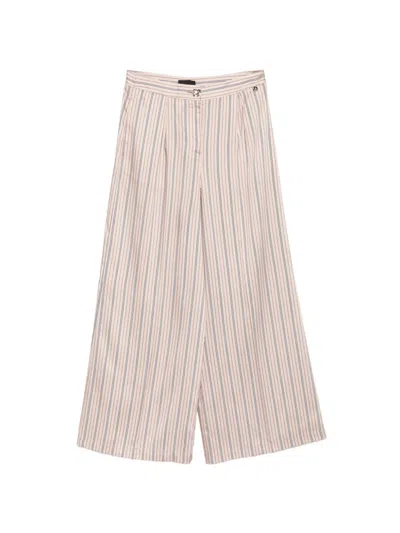 Liujo Pantaloni In Satin A Righe  In Neutral