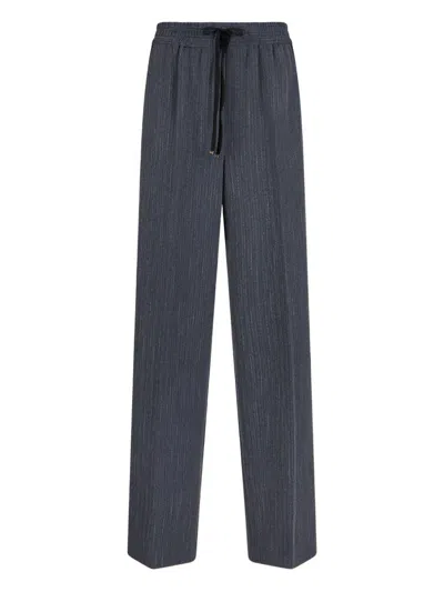 Liujo Pinstriped Trousers With Drawstring  In Gray
