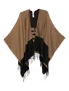 Liujo Poncho With Logo And Fringes  In Brown