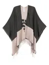 Liujo Poncho With Logo And Fringes  In Black