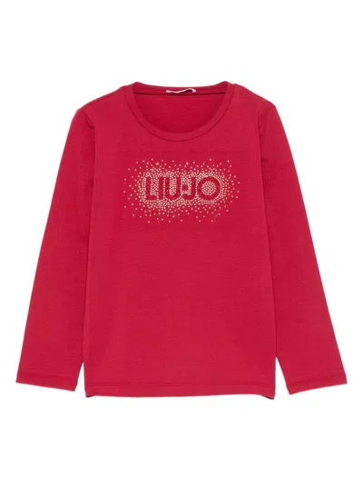 Liujo Kids' Red Sweater With Logo Detail On The Chest