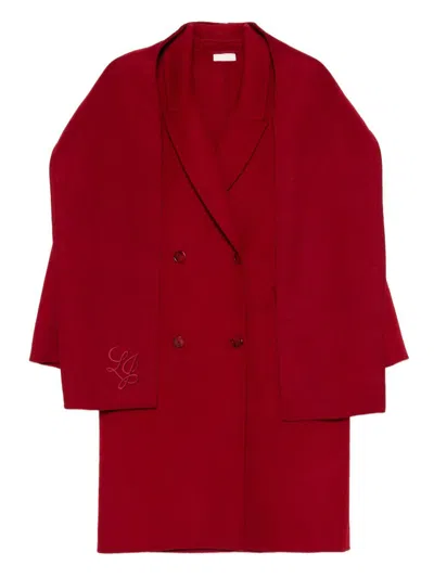 Liujo Roter Mantel Mit Schal  In Red