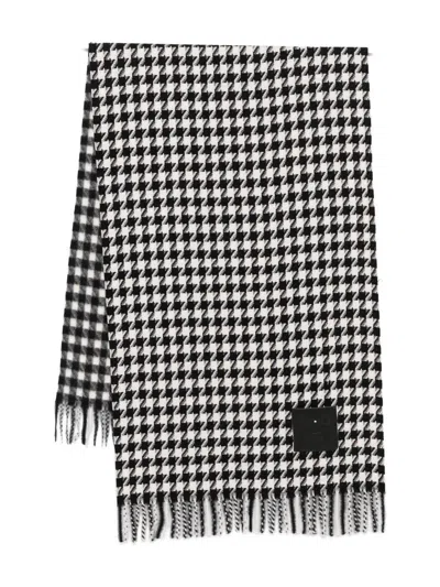 Liujo Scarf With Houndstooth Fringes  In Black