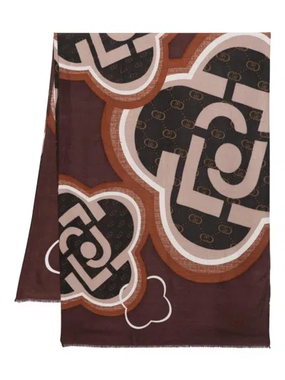 Liujo Scarf With Logo  In Brown