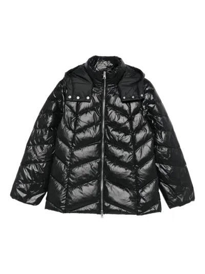 Liujo Schwarze Daunenjacke Mit Steppmuster Und Kapuze  In Black