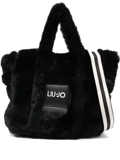 Liujo Schwarze Handtasche Aus Kunstpelz  In Black