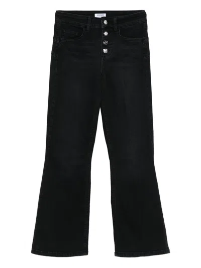 Liujo Schwarze Jeans Mit Hoher Taille Und Ausgestelltem Bein  In Black