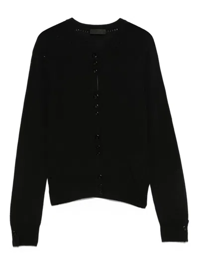 Liujo Schwarzer Cardigan Aus Reiner Schurwolle  In Black