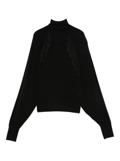 Liujo Schwarzer Pullover Mit Hohem Kragen  In Black