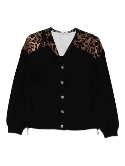 Liujo Schwarzes Sweatshirt Mit Animalprint  In Black