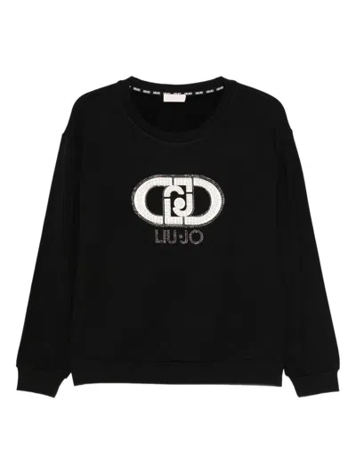 Liujo Schwarzes Sweatshirt Mit Rundhalsausschnitt Und Logo