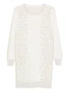 Liujo Short Knitted Dress With Animal Print  In White