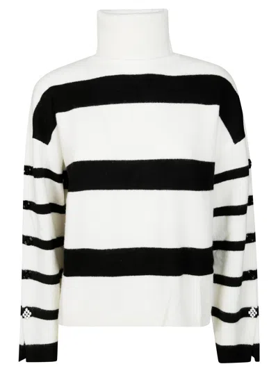 Liujo Striped Turtleneck Sweater For Women In Neutral