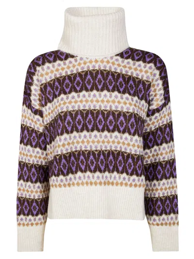 Liujo Striped Turtleneck Sweater For Women In Purple