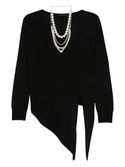 Liujo Sweater With Necklace  In Black