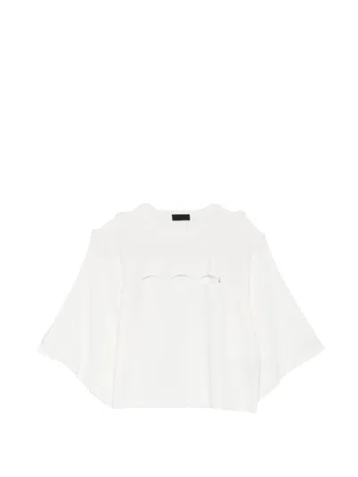 Liujo T-shirt Bianca Con Maniche Over A 3/4  In White