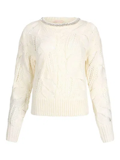 Liujo Weisser Pullover Mit Gewebter Struktur  In Neutral