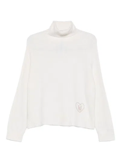 Liujo Weisser Rollkragenpullover Mit Logo  In White