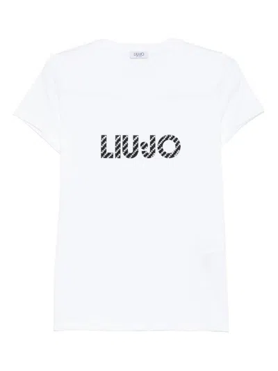Liujo Weisses T-shirt Mit Rundhalsausschnitt Und Aufdruck