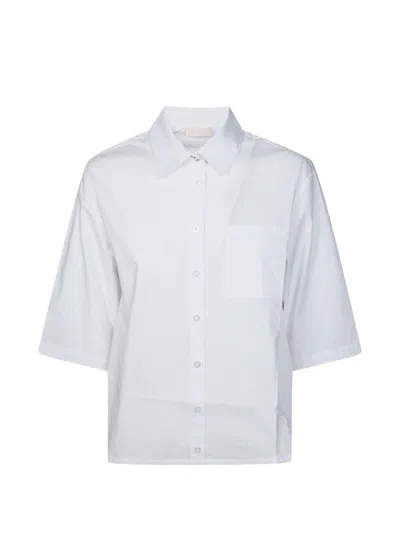 Liujo White Shirt With Drawstring Waist And 3/4 Sleeves