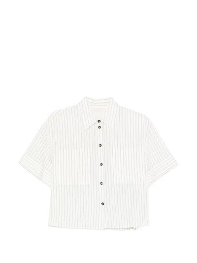 Liujo Camicia Bianca A Righe A Mezze Maniche  In White