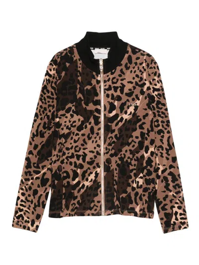 Liujo Zip-up Sweatshirt With Animal Print  In Black