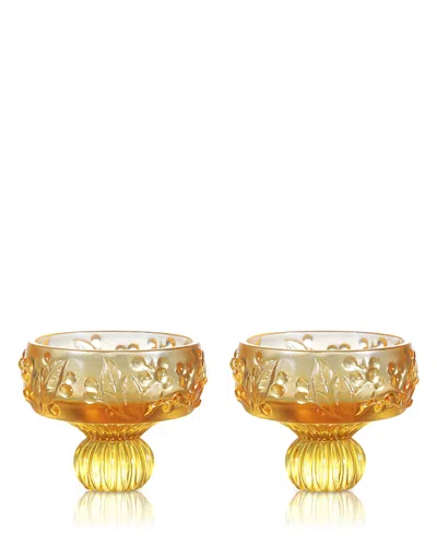 Liuli Always The Right Time Loquat Crystal Glass Sculptures, Set Of 2 In Yellow