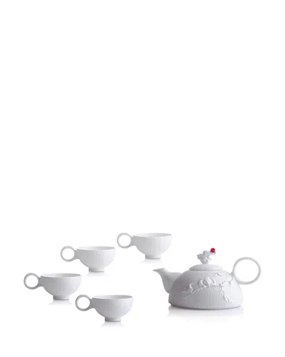 Liuli Autumn Mountain 5 Piece Tea Set In White