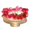 Liuli Bowl, Lychee, A Thousand Blessings And Good Fortune In Gold Red A