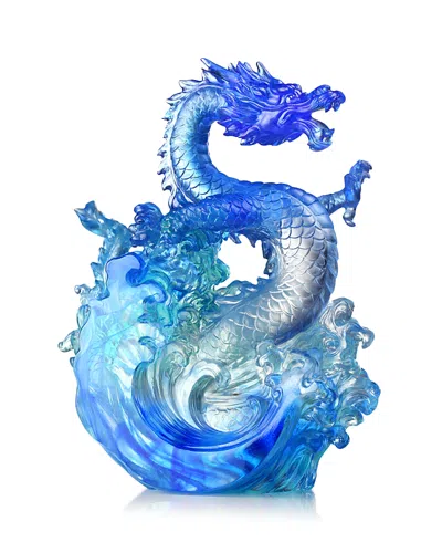 Liuli Dragon Of Excellence Crystal Figure In Blue
