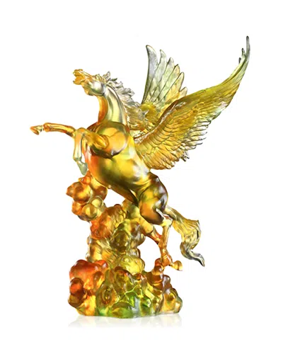 Liuli King Limited Edition Crystal Glass Sculpture In Yellow