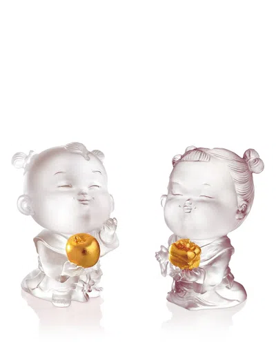 Liuli Limited Edition Baby Peace & Baby Ruyi Crystal Glass Figures, Set Of 2 In Transparent