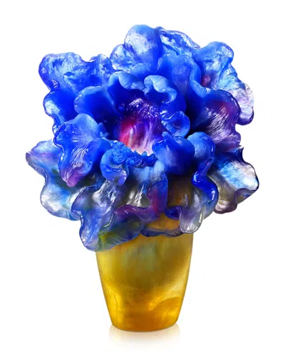 Liuli Limited Edition Happiness In Bloom Crystal Glass Figure In Blue