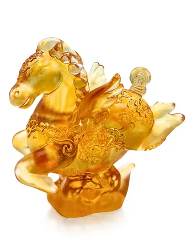 Liuli Limited Edition Little Young Pegasus Crystal Glass Figure In Orange
