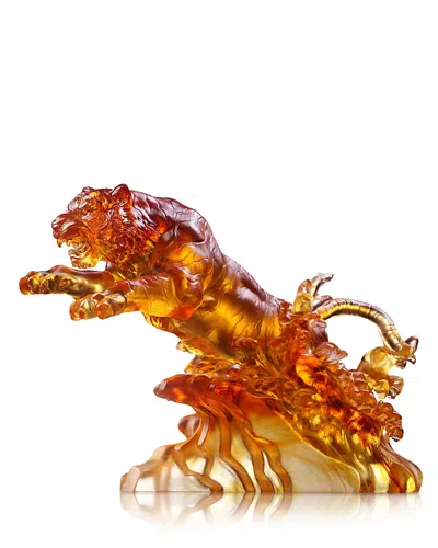 Liuli Limited Edition Mighty Roar Crystal Glass Figure In Brown