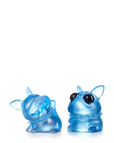 Liuli Limited Edition One And The Same Brave Bunny Crystal Glass Figures, Set Of Two In Blue