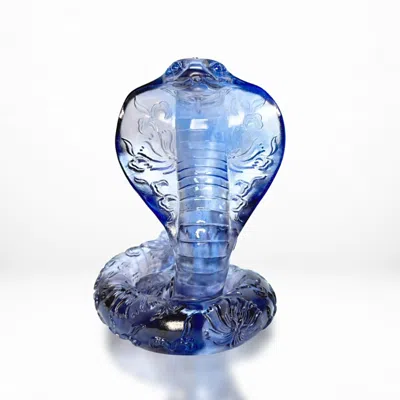 Liuli Limited Edition Opulence Invites Sun And Moon Crystal Glass Figure In Blue