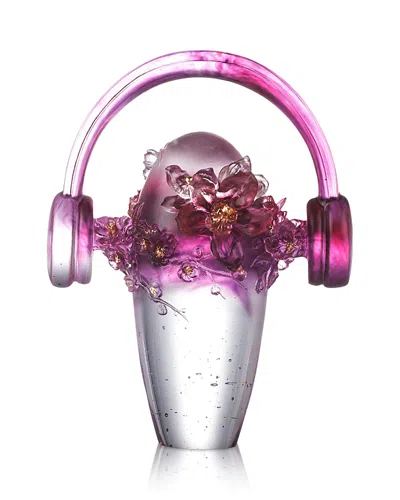 Liuli Limited Edition Tune Into Good Crystal Glass Figure In Pink