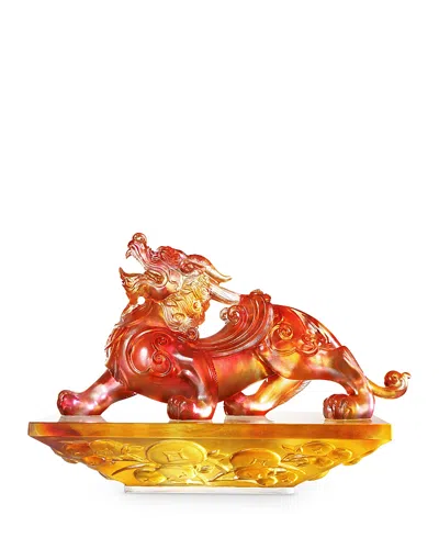 Liuli Omnipresent Fortune Pi Xiu Crystal Figure Limited Edition In Amber Gold
