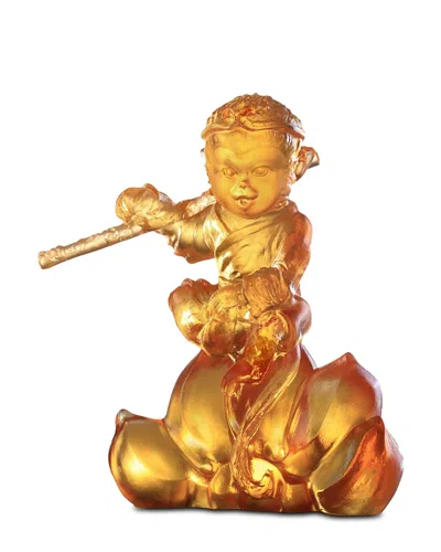 Liuli Our Monkey King Crystal Sculpture In Yellow