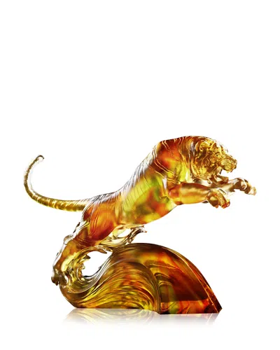 Liuli Over Water And Moon Crystal Sculpture In Amber/green