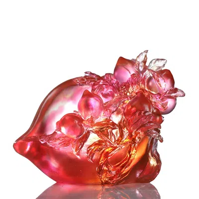 Liuli Peach Blossom Spring Narcissus Flower Crystal Glass Figure