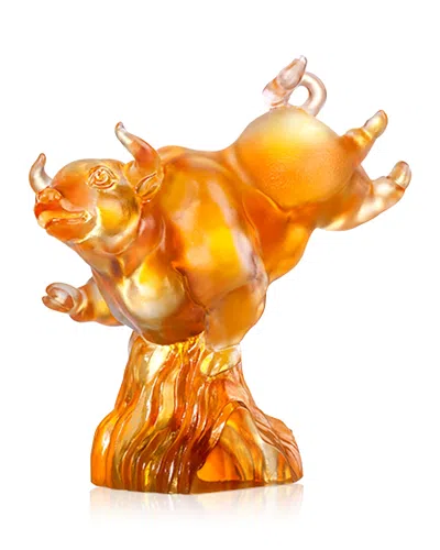 Liuli Peak Limited Edition Crystal Glass Sculpture In Orange