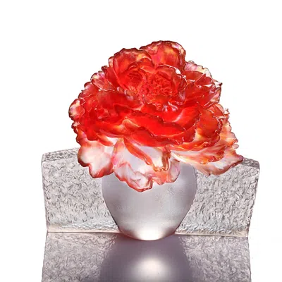 Liuli Peony Flower Figurine, Wonderous Bloom
