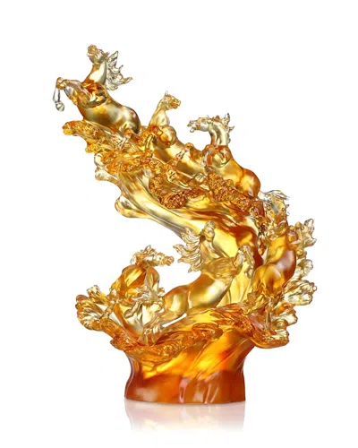 Liuli Rising Through Heaven And Earth Limited Edition Crystal Glass Sculpture In Gold