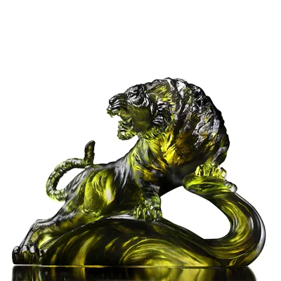 Liuli Roaring Into The Heavens Crystal Sculpture In Dark Green/clear
