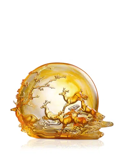 Liuli Song Of Triumph Deer Sculpture In Amber
