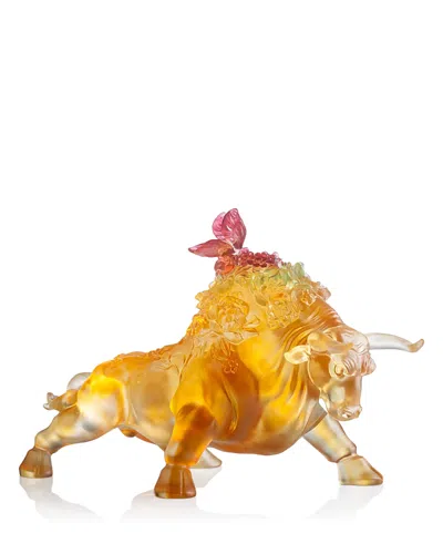 Liuli Step Into Prosperity Limited Edition Crystal Glass Sculpture In Yellow