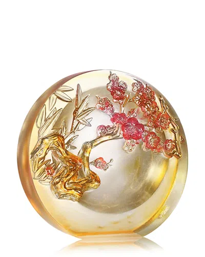 Liuli The Tai Chi Series Bamboo And Plum In Harmony Crystal Glass Sculpture In Multi