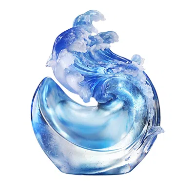 Liuli The Tai Chi Series Form Of Water Nourishing In Silence Crystal Glass Sculpture In Blue